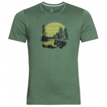 Odlo Hiking/Leisure Tshirt Crew Neck Nikko with Forest Print (50% Cotton, 50% Polyester) Green Men